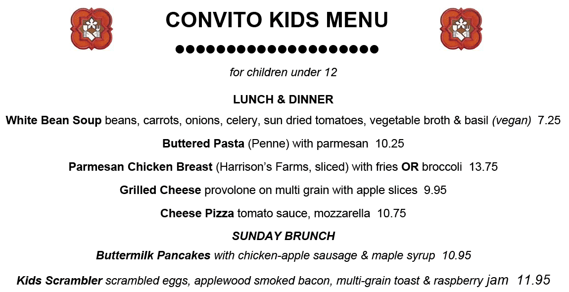 Convito Kids Menu