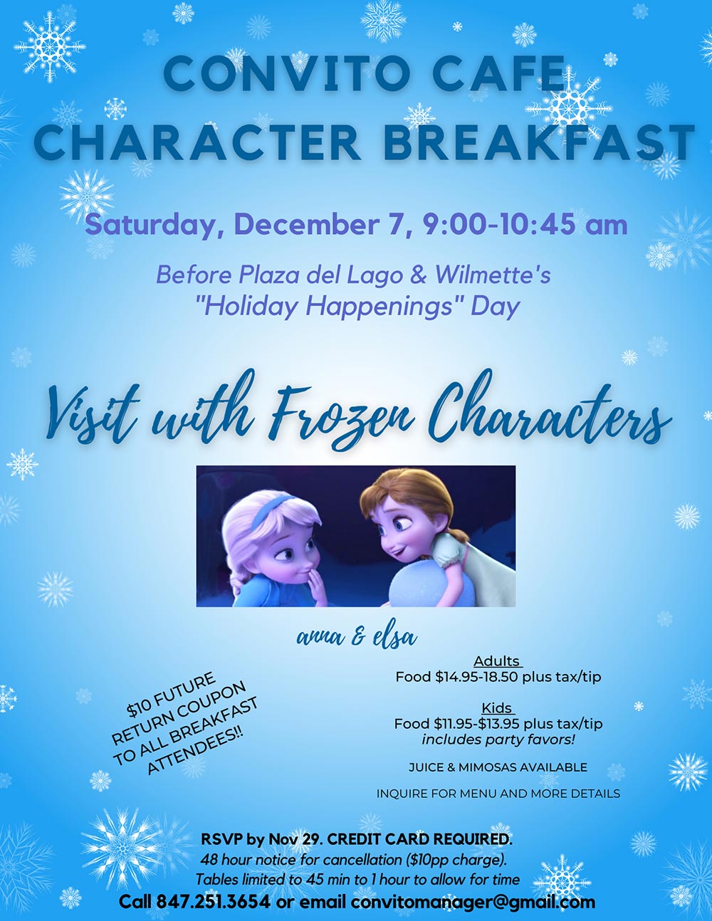 Convito Cafe Character Breakfast